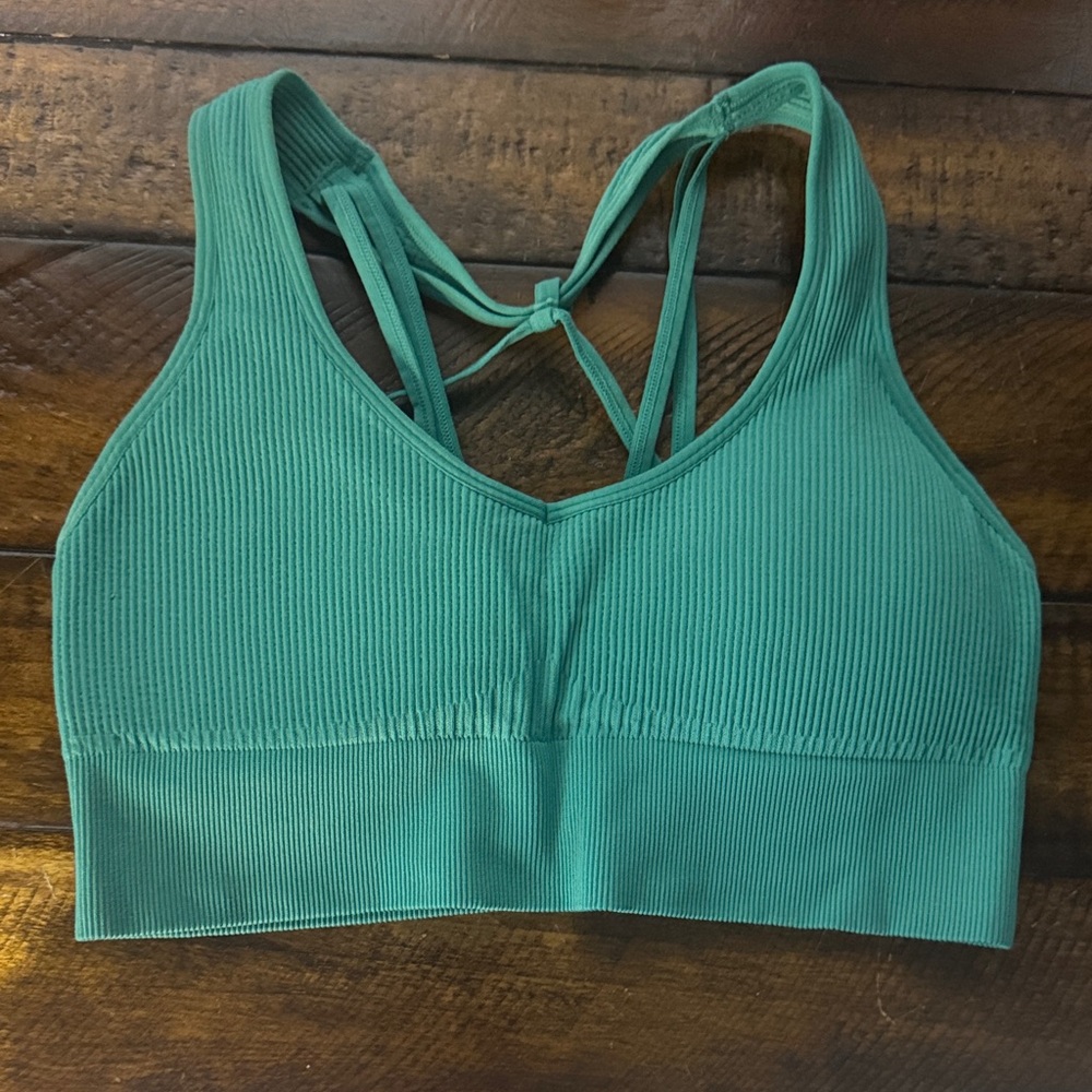 NVGTN Jade Green Ribbed Sports Bra